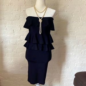 NWT Zara black bodycon strapless, ruffled dress